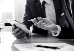 Technology consultant working with a tablet